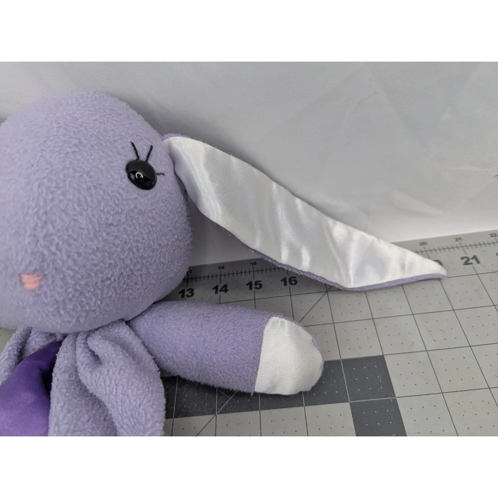 Purple Rabbit Lovey Security Blanket Satin Ears Edge 24 Inch Stuffed Animal Toy